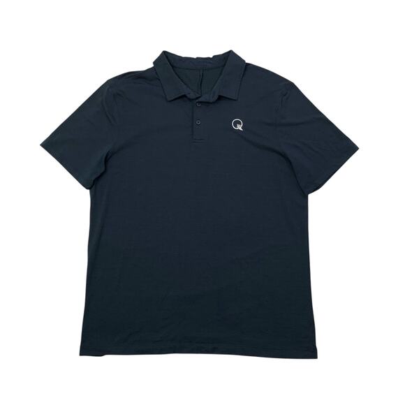 Lululemon Polo Shirt Mens L Large Navy Short Sleeve Collared Performance LOGO - Picture 1 of 9